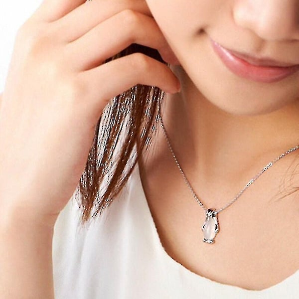 Natural Stone Penguin Pendant Necklace Ladies Clavicle Chain Fashion Gift Weddin Carousel 2