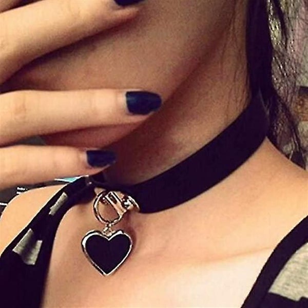 Leather Choker Necklace Heart Pendant Necklace Chian Rave Party Necklaces Jewelr Carousel 2
