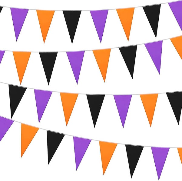 Halloween Banner Banner Black Purple Orange Triangle Banner Halloween Party Hang Carousel 1