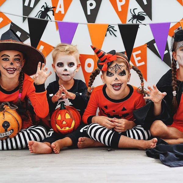 Halloween Banner Banner Black Purple Orange Triangle Banner Halloween Party Hang Carousel 5