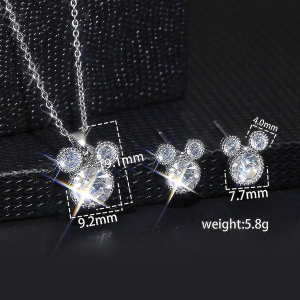Jewelry Set Small Animal Zircon Little Mouse Earrings Women Necklace For Wedding Carousel 2