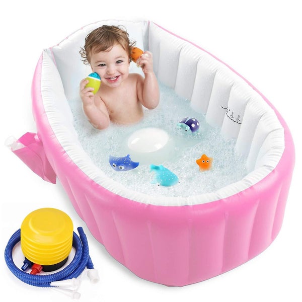 Inflatable Baby Bathtub With Air Pump, Portable Toddler Bathtub Baby Bath Tub No Carousel 1