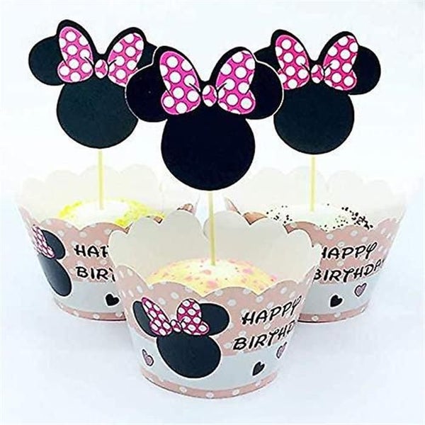 Mickey Minnie Cupcake Toppers And Wrappers Birthday Cake Decorations For Cute Th Carousel 1