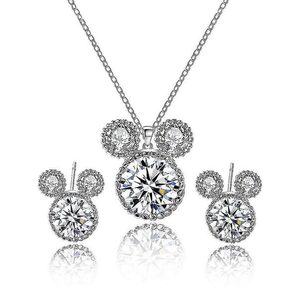 Jewelry Set Small Animal Zircon Little Mouse Earrings Women Necklace For Wedding Carousel 1