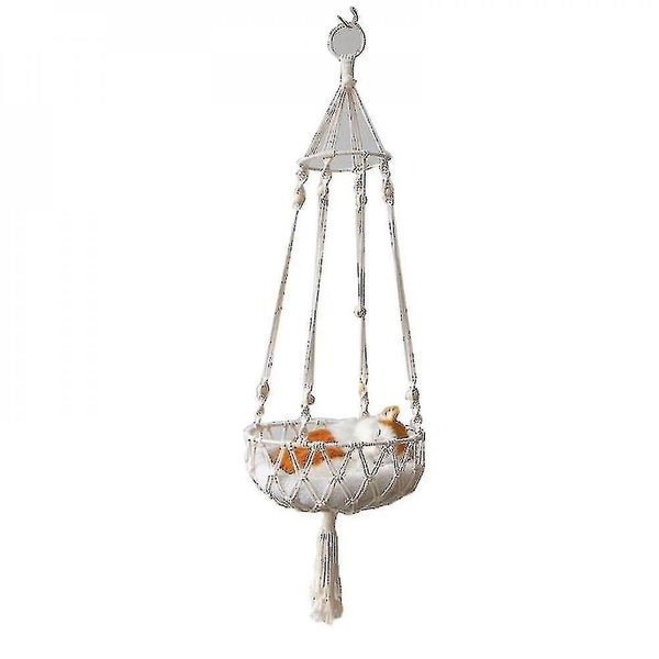 Macrame Cat Hammock Hanging Pet Bed Boho Swing Nest Woven Cat Basket Home Dcor Carousel 1