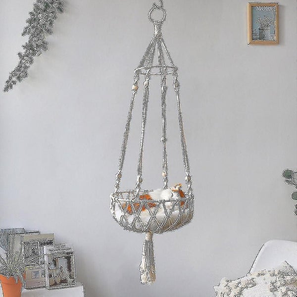 Macrame Cat Hammock Hanging Pet Bed Boho Swing Nest Woven Cat Basket Home Dcor Carousel 2