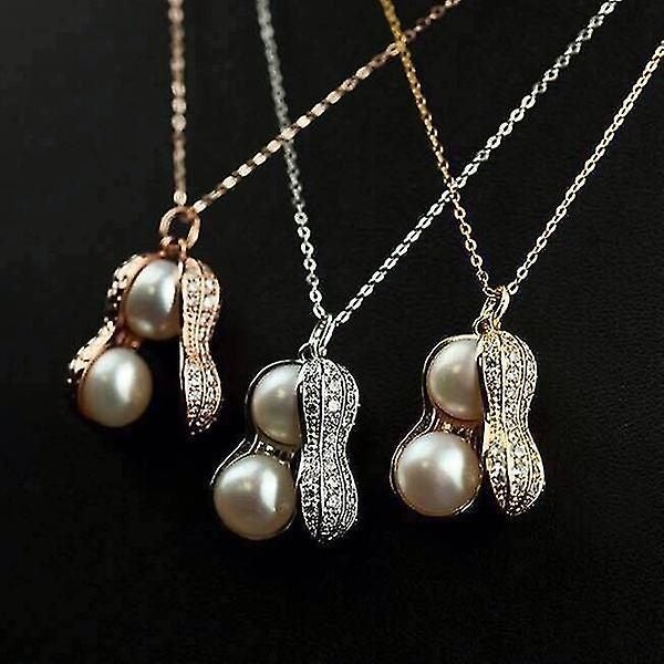 Natural Freshwater Pearls Peanut Pendant Necklace Fine Jewelry Gold And Silver Carousel 2
