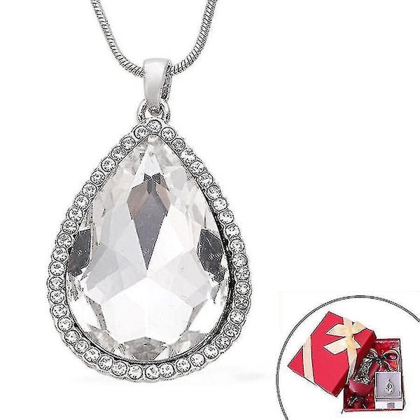 Halo Necklace For Women 24 '', One Hite Glass Anniversary Gift Crystal 0.002ct Carousel 1