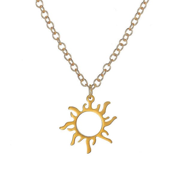 Gold Leaf Pendant Necklace Women's Delicate Sun Necklace (1 Piece, Gold) Carousel 1