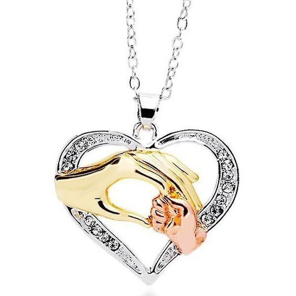 Mother And Daughter Hand In Hand Love Heart Necklace Jewelry Mother's Day Gift Carousel 1