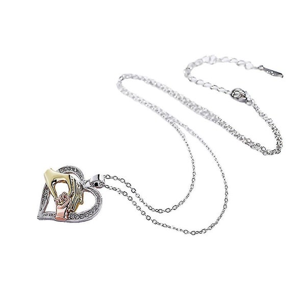 Mother And Daughter Hand In Hand Love Heart Necklace Jewelry Mother's Day Gift Carousel 2