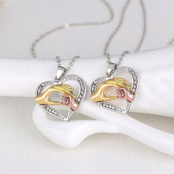 Mother And Daughter Hand In Hand Love Heart Necklace Jewelry Mother's Day Gift Carousel 5