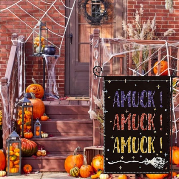 Halloween Garden Banner Vertical Double Sided, Sanderson Sisters Amuck Broom Yar Carousel 2