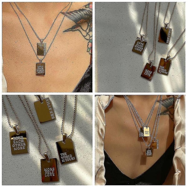 New Pendant Necklace Party Accessories Gold Color Engraved Letter Necklace Carousel 5