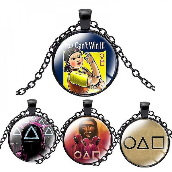 Game Necklace Cabochon Pendant Squid Fashion Jewelry Chain Necklaces Carousel 1