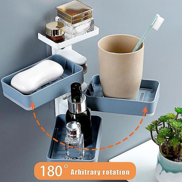 Mutilayers Soap Dishes Holder 180 Degree Rotatable Super Strong Self-adhesive Carousel 2
