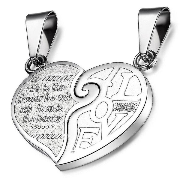 Steel Stainless Matching Split Puzzle Heart Couples Necklace 2,valentine's Carousel 2