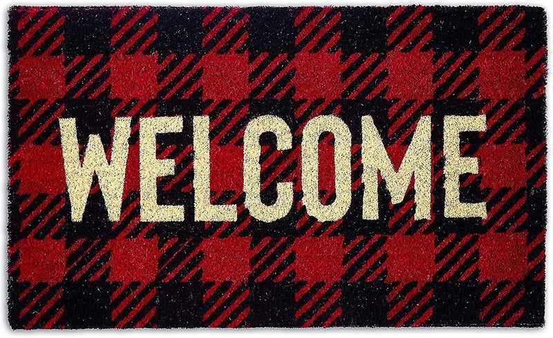 Natural Coir Doormat, Checkers Mat, Buffalo Check Welcome, 18x30 Carousel 1