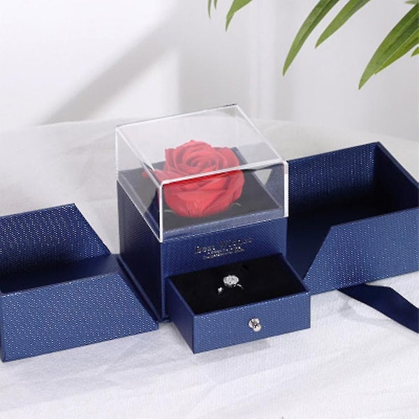 Pink Rose Jewelry Gift Box, Eternal Handmade Preserved Rose Flower Carousel 2