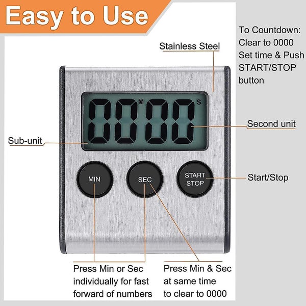 Kitchen Timer, Digital Kitchen Timer Magnetic Countdown Kitchen Timer Stainless Carousel 2