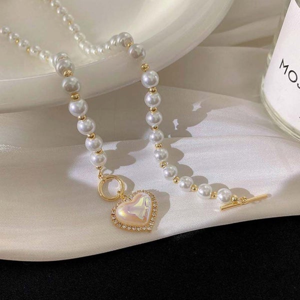 Korean Elegant Pearl Beads Necklace For Women Ladies Fashion Rhinestone Jewelry Carousel 3