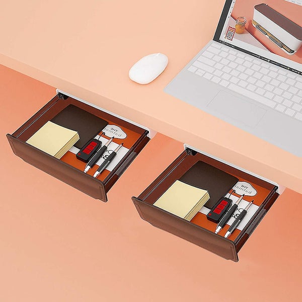 Under Desk Drawer Organizer self adhesive Pop up Hidden Under Desk Storage Box u Carousel 2
