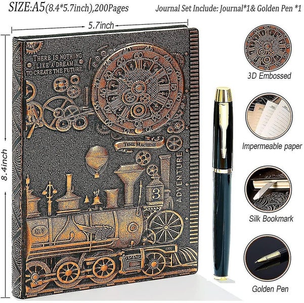Vintage 3d Embossed Leather Writing Journal ,a5,200pages,antique Handmade Daily Carousel 2