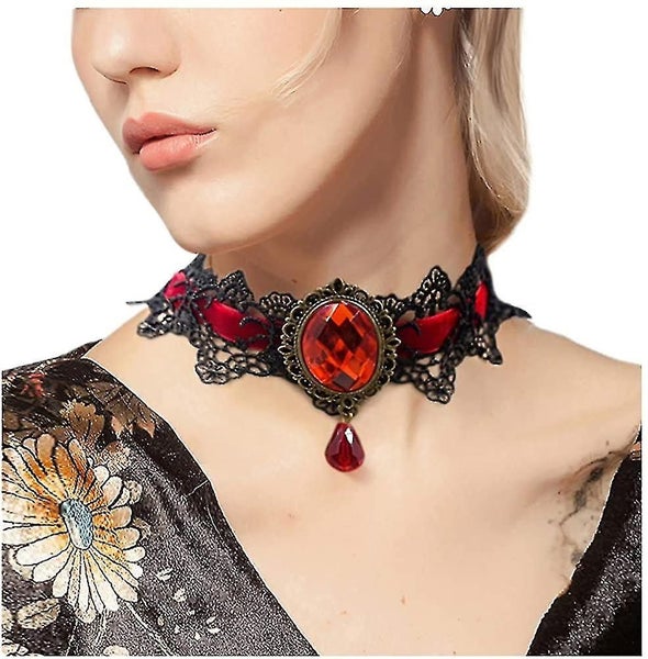 Retro Handmade Craft Lace Royal Court Vampire Choker Gothic Necklace Carousel 1