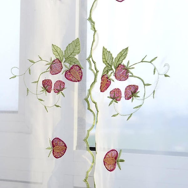 Rod Pocket Adjustable Tie-up Drape Panels Voile Embroidered Roman Sheer Curtains Carousel 5