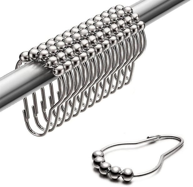 Shower Curtain Rings For Bathroom - Stainless Steel, Set Of 12, Chrome Carousel 1