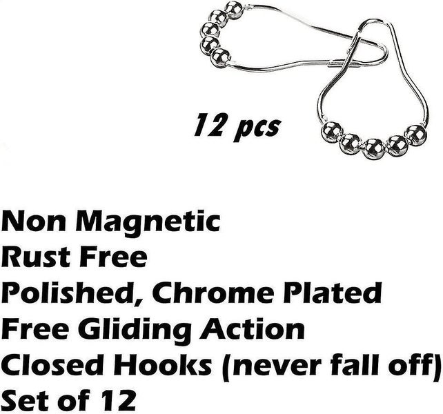 Shower Curtain Rings For Bathroom - Stainless Steel, Set Of 12, Chrome Carousel 5