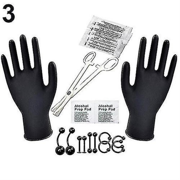 Professional Body Piercing Tool Kit Ear Nose Navel Nipple Stainless Steel Needle Carousel 5