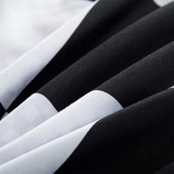 Plaid Duvet Cover + 2 X Pillowcases- Black And White Geometric Reversible Beddin Carousel 2