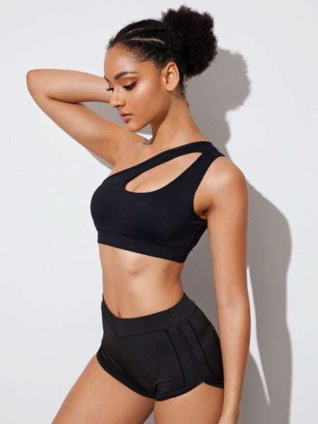 Women Sports Bra Push Up Fitness Bras One Shoulder Shockproof Yoga Carousel 1