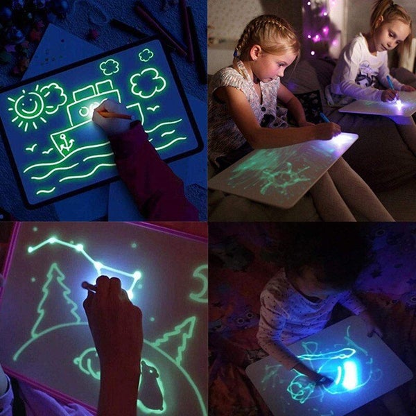 Luminous Drawing Board Toys Magic Graffiti with Fluorescent Pen Montessori Gift Carousel 2