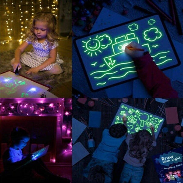 Luminous Drawing Board Toys Magic Graffiti with Fluorescent Pen Montessori Gift Carousel 9