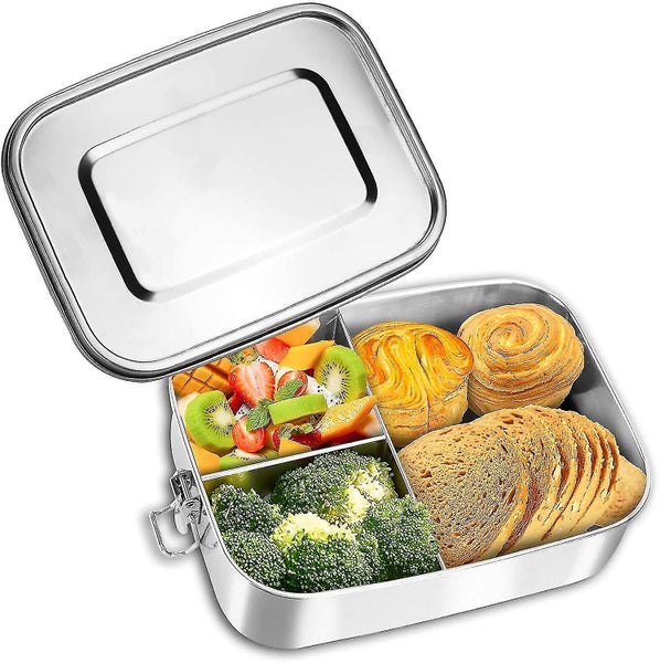 Stainless Steel Lunch Box, 1400ml Leak-proof Lunch Box With 3 Dividers Carousel 1