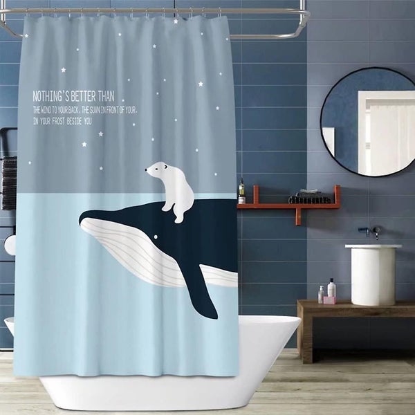 Shower Curtains, Fabric Shower Curtain Liner Blue Ocean Shower Stall Curtain Wit Carousel 1