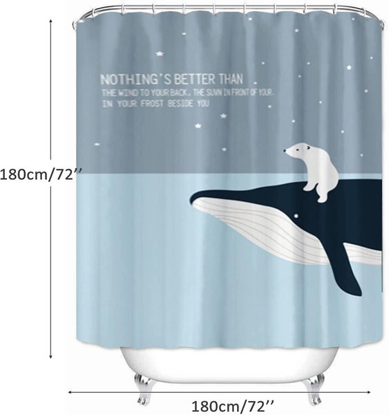 Shower Curtains, Fabric Shower Curtain Liner Blue Ocean Shower Stall Curtain Wit Carousel 2