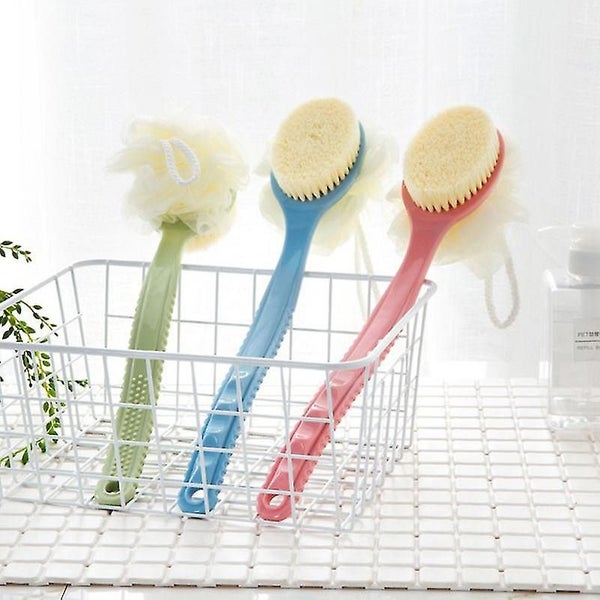 Shower Body Brush With Bristles And Loofah Back Scrubber Bath Mesh Sponge With C Carousel 2