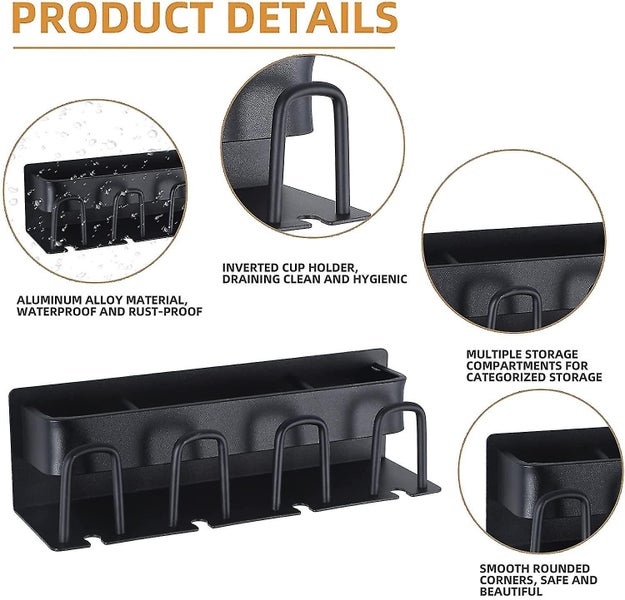 Toothbrush Holder Wall Mounted,black Toothbrush And Toothpaste Holder For Bathro Carousel 1