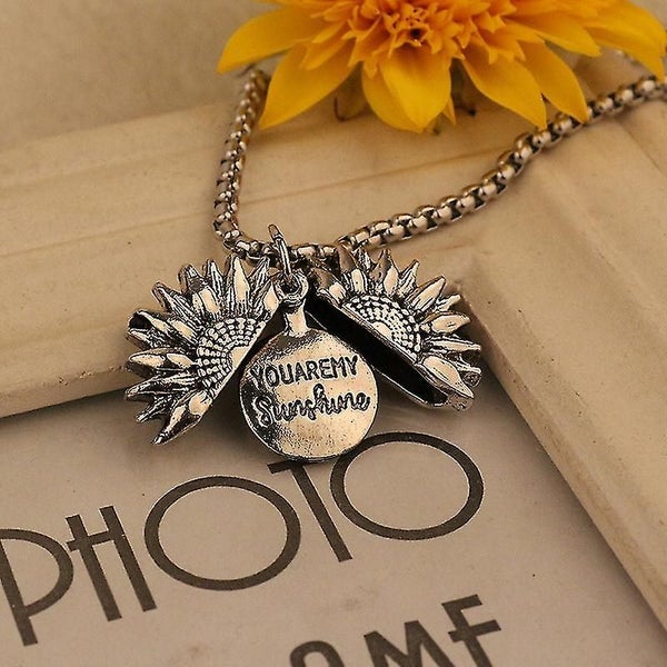 Starlight-womens You Are My Sunshine Open Locket Sunflower Necklace Carousel 2