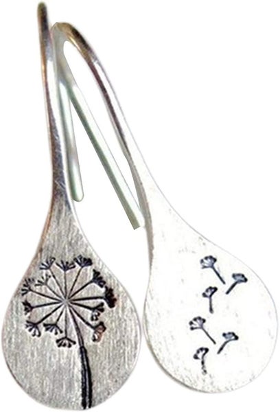 Women Fashion Retro Simple Dandelion Silver-plated Ladies Fashion Earrings Jewel Carousel 1
