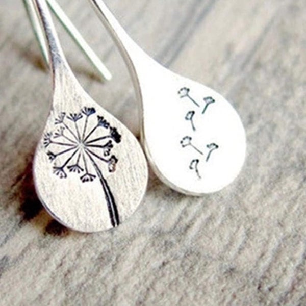 Women Fashion Retro Simple Dandelion Silver-plated Ladies Fashion Earrings Jewel Carousel 4