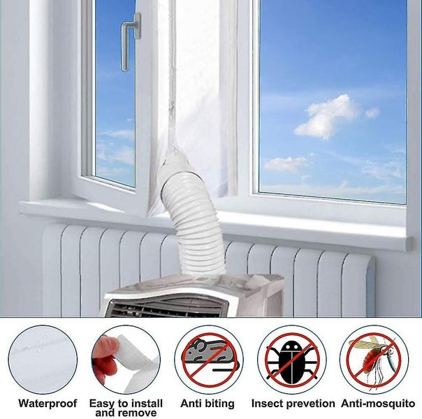 Window Seal, Hot Air Stop Ventilation Guard With Zipper And Adhesive Fastener, 4 Carousel 2