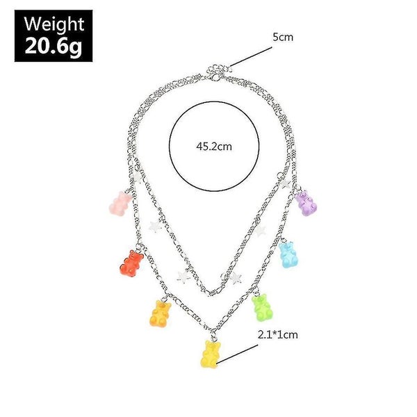 Women Necklace Disco Transparent Jelly 7 Colors Bear Alloy Pendant For Party Carousel 2