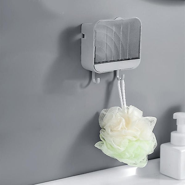 Punch Free Drain Rack Wall Climb Soap Box With Lid And 2 Heavy Duty Hooks Contai Carousel 4