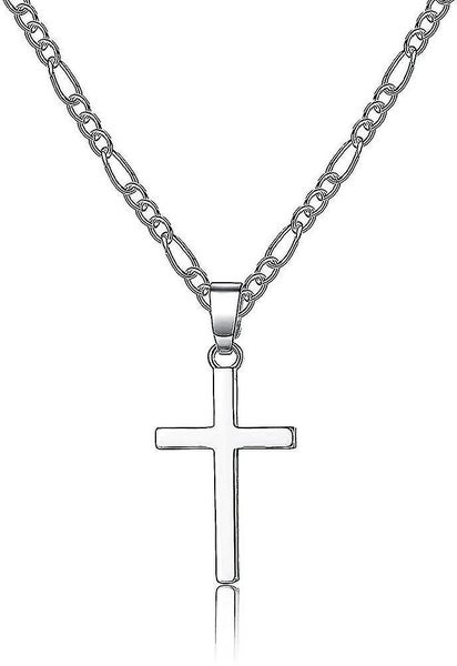 Small Cross Necklace For Women Men White Gold Necklace With Pendant Carousel 1