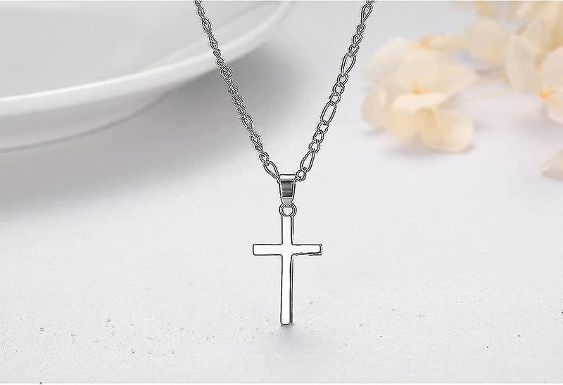 Small Cross Necklace For Women Men White Gold Necklace With Pendant Carousel 2