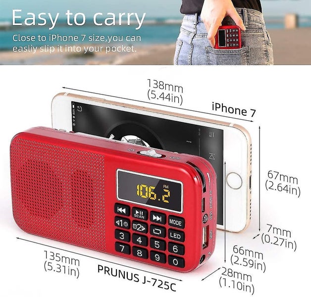 Portable Radio, Fm Radio With Large Capacity Rechargeable Battery (3000mah), Mp3 Carousel 2